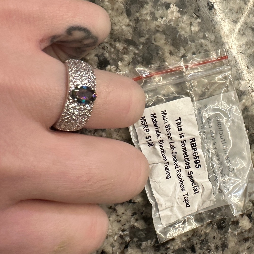 Rainbow topaz ring